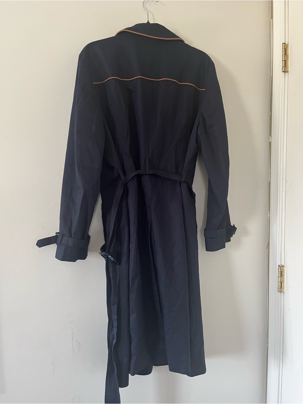 Talbots Navy Trench Coat XL Quiet Luxury Old Money Business Casual Minimalist - Picture 6 of 7